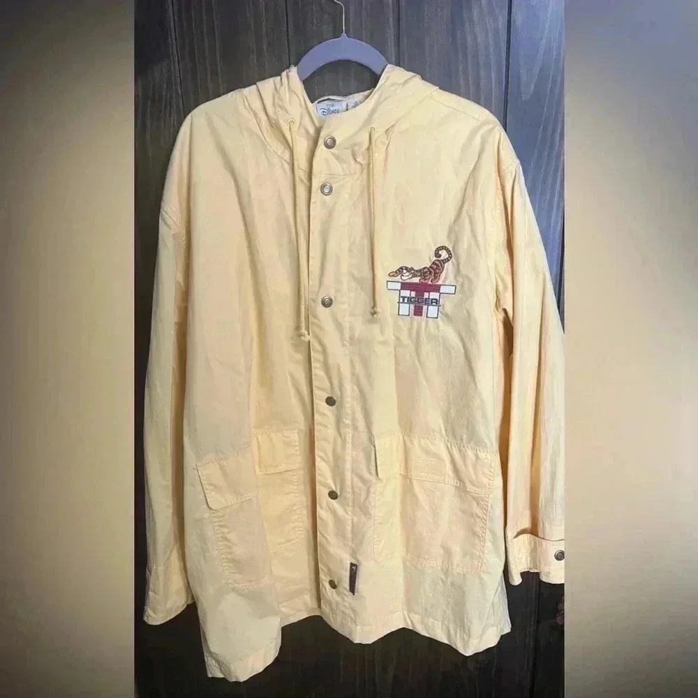 Vintage Disney Store Tigger Coat Jacket Mens Large Yellow Hood Full Zip Raincoat - Picture 5 of 8